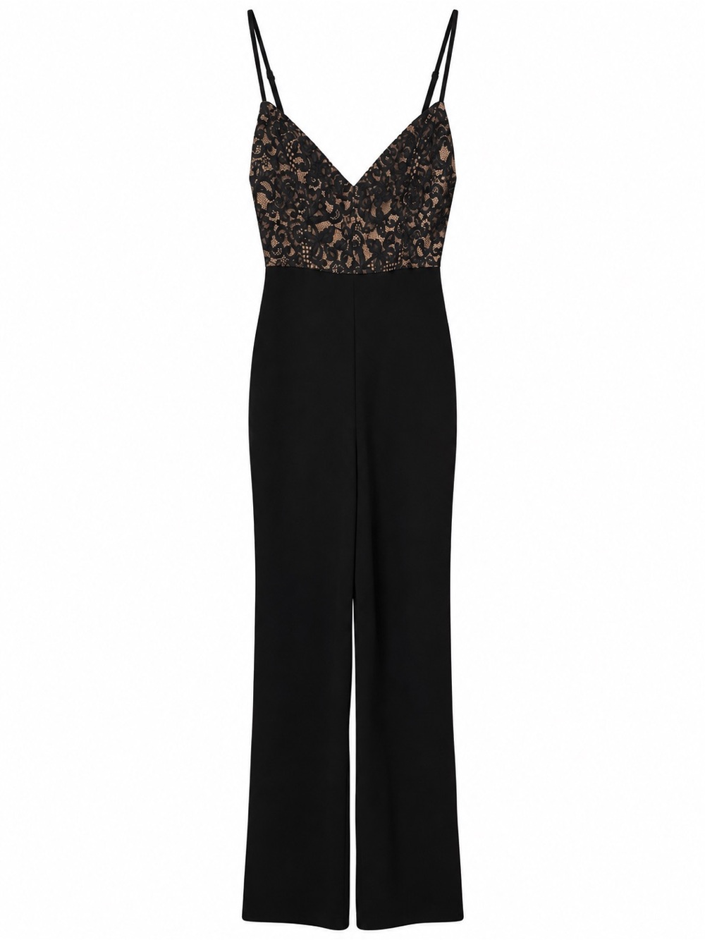 NBD Black Lace Bodice Wide-Leg Jumpsuit